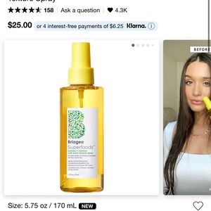 Brigeo Superfoods Banana + Coconut Hydrating Soft Wave Texture Spray